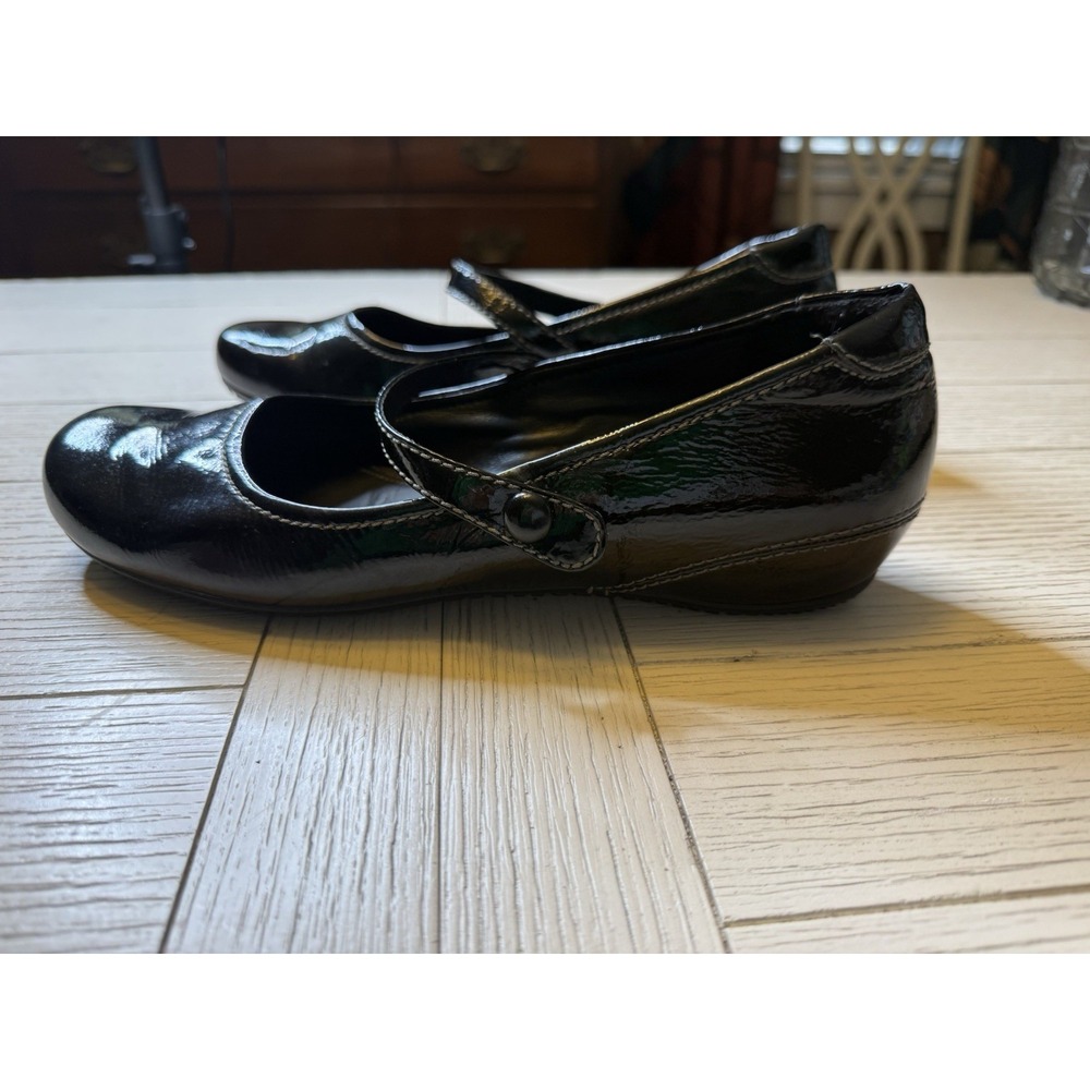 Ecco Bouillon Mary Jane Black Flats Patent Leather Women Shoes Sz 9-9.5 US/40EU‎